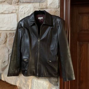 Ann Taylor brown leather jacket